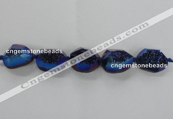 CNG1660 8 inches 20*25mm - 25*30mm freeform plated druzy agate beads