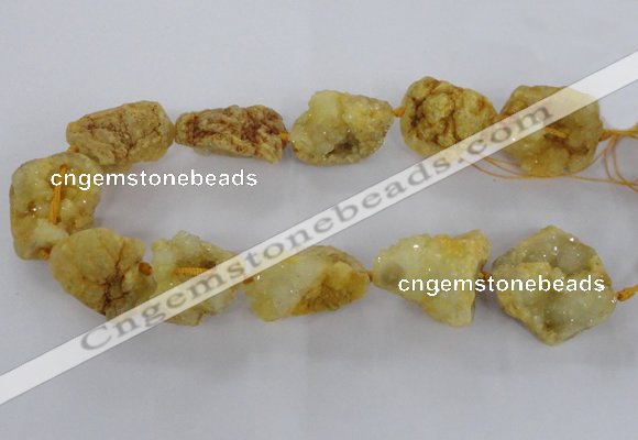 CNG1670 15.5 inches 22*30mm - 25*45mm nuggets plated druzy agate beads