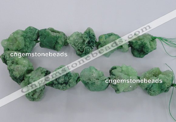 CNG1671 15.5 inches 22*30mm - 25*45mm nuggets plated druzy agate beads