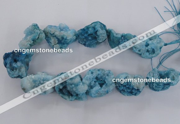 CNG1672 15.5 inches 22*30mm - 25*45mm nuggets plated druzy agate beads