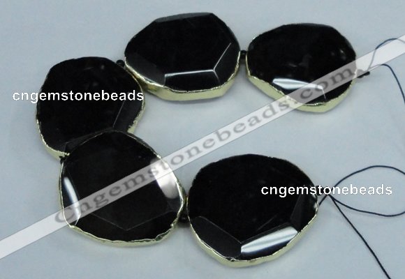 CNG1686 8 inches 40*45mm - 45*50mm freeform agate beads with brass setting