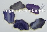 CNG1688 8 inches 35*50mm - 45*65mm freeform agate beads with brass setting