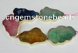 CNG1690 8 inches 35*50mm - 45*65mm freeform agate beads with brass setting