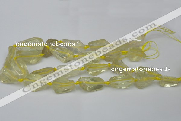 CNG1702 15.5 inches 15*20mm - 18*35mm nuggets lemon quartz beads