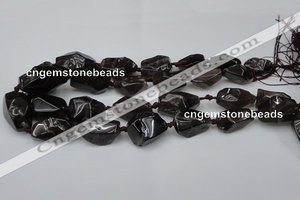 CNG1707 15.5 inches 15*20mm - 18*35mm nuggets smoky quartz beads