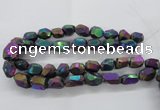 CNG1799 13*18mm - 15*20mm faceted nuggets plated quartz beads