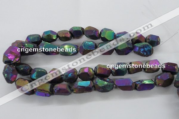 CNG1799 13*18mm - 15*20mm faceted nuggets plated quartz beads