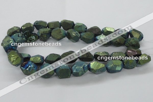 CNG1802 13*18mm - 15*20mm faceted nuggets plated quartz beads