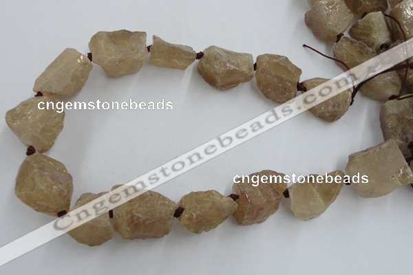 CNG1805 15.5 inches 15*20mm - 20*25mm nuggets plated rose quartz beads