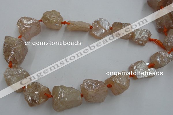 CNG1806 15.5 inches 15*20mm - 20*25mm nuggets plated rose quartz beads