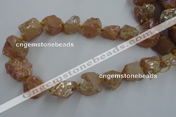 CNG1807 15.5 inches 15*20mm - 20*25mm nuggets plated rose quartz beads