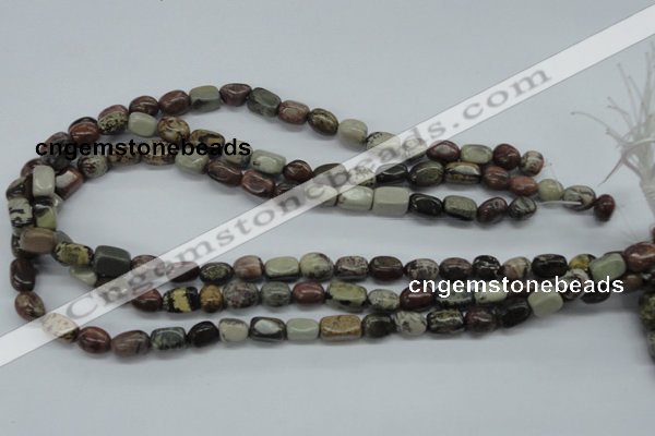 CNG202 15.5 inches 8*13mm nuggets leopard skin jasper beads