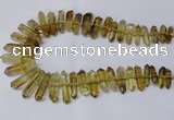 CNG2153 15.5 inches 8*25mm - 10*40mm faceted nuggets lemon quartz beads