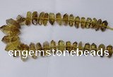 CNG2154 15.5 inches 10*25mm - 15*40mm faceted nuggets lemon quartz beads