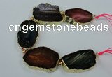 CNG2175 8 inches 30*40mm - 35*45mm freeform agate beads with brass setting