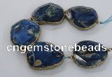 CNG2182 8 inches 40*45mm - 45*50mm freeform agate beads with brass setting