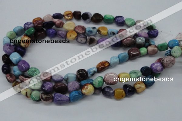 CNG228 15.5 inches 10*14mm nuggets dyed white agate gemstone beads