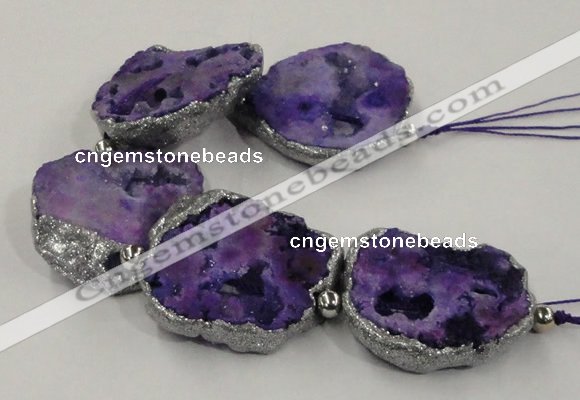 CNG2330 7.5 inches 35*40mm - 45*50mm freeform druzy agate beads