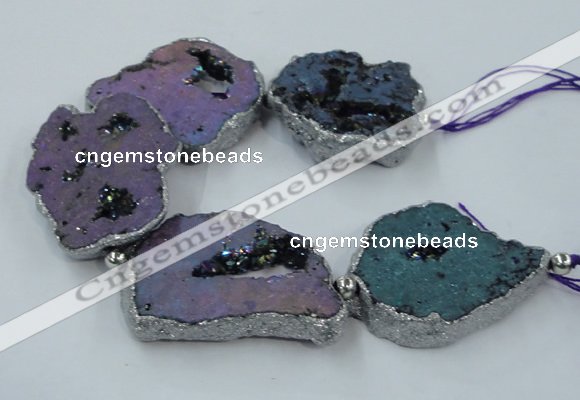 CNG2332 7.5 inches 35*40mm - 45*50mm freeform druzy agate beads