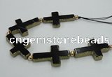 CNG2365 7.5 inches 27*42mm cross agate gemstone beads wholesale