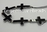 CNG2366 7.5 inches 27*42mm cross agate gemstone beads wholesale