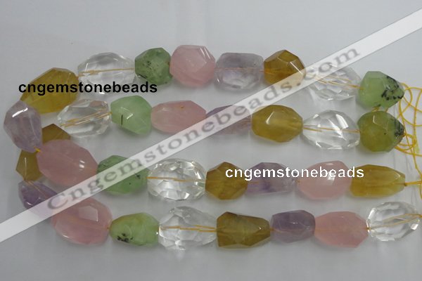 CNG237 15.5 inches 15*20mm – 15*30mm faceted nuggets mixed quartz beads