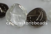 CNG238 15.5 inches 15*22mm nuggets smoky quartz & crystal beads
