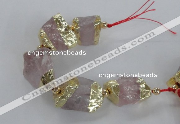 CNG2386 7.5 inches 15*25mm - 20*30mm nuggets rose quartz beads