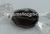 CNG239 18*25mm - 25*30mm faceted nuggets smoky quartz & crystal beads