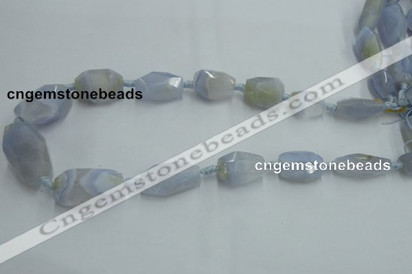 CNG242 15*18mm - 18*28mm faceted nuggets blue chalcedony beads