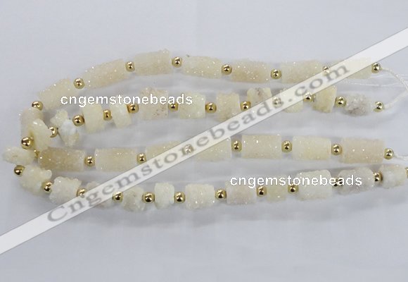 CNG2432 15.5 inches 11*14mm - 14*20mm tube druzy quartz beads