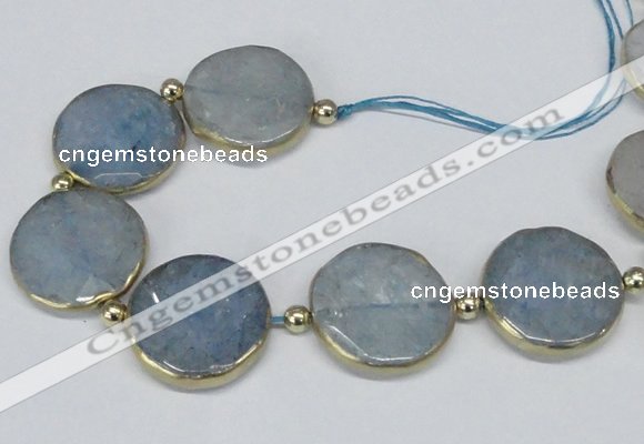 CNG2476 7.5 inches 30mm faceted coin quartz gemstone beads