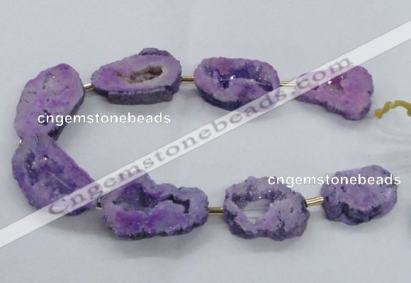 CNG2492 15.5 inches 30*40mm - 40*50mm freeform plated druzy agate beads