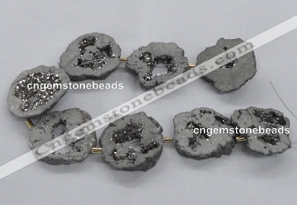 CNG2498 15.5 inches 30*40mm - 40*50mm freeform plated druzy agate beads