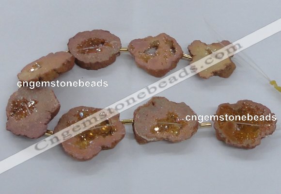 CNG2499 15.5 inches 30*40mm - 40*50mm freeform plated druzy agate beads