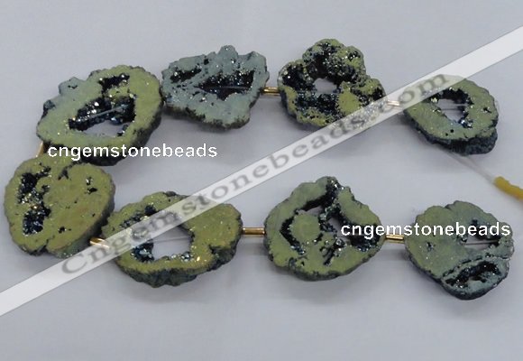 CNG2500 15.5 inches 30*40mm - 40*50mm freeform plated druzy agate beads