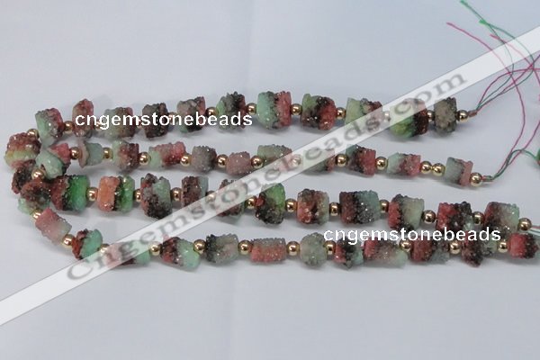 CNG2546 8*12mm – 13*18mm tube druzy quartz beads wholesale