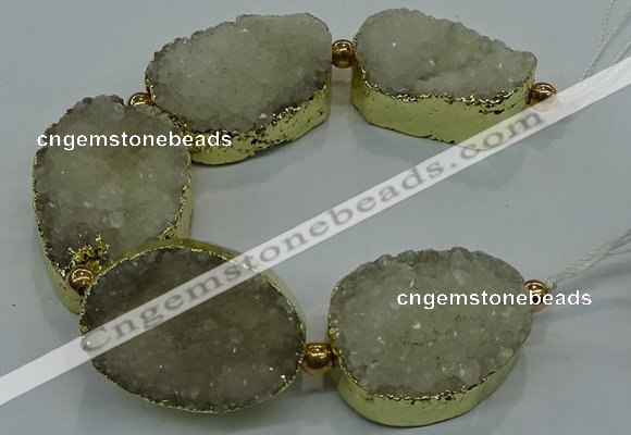 CNG2558 7.5 inches 25*35mm - 30*40mm freeform druzy agate beads