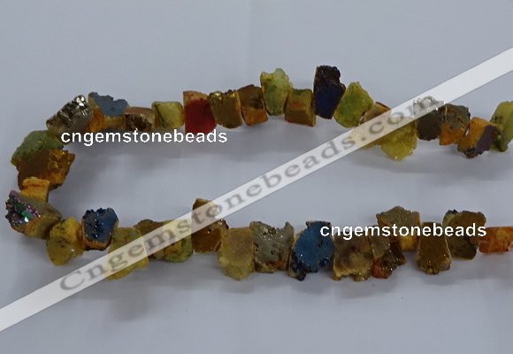 CNG2588 15.5 inches 13*18mm - 15*25mm nuggets plated druzy agate beads