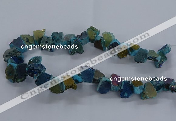 CNG2589 15.5 inches 13*18mm - 15*25mm nuggets plated druzy agate beads