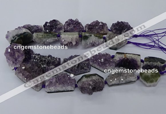 CNG2633 15.5 inches 20*24mm - 25*35mm freeform druzy amethyst beads