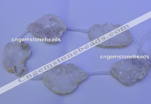 CNG2755 15.5 inches 28*35mm - 40*45mm freeform plated druzy agate beads