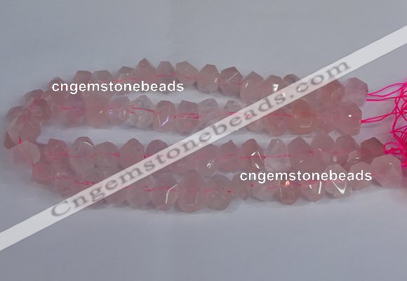 CNG2827 15.5 inches 10*14mm - 13*18mm faceted nuggets rose quartz beads