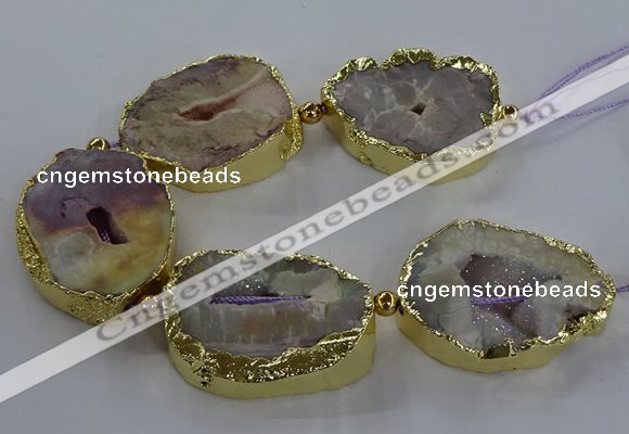 CNG2866 8 inches 35*40mm - 40*50mm freeform druzy agate beads