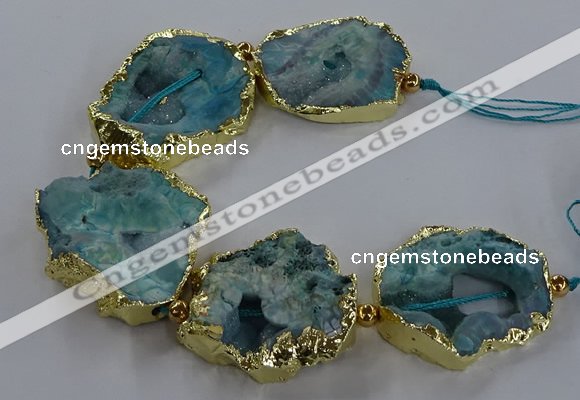 CNG2868 8 inches 35*40mm - 40*50mm freeform druzy agate beads