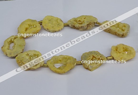 CNG2889 15.5 inches 25*30mm - 30*35mm freeform plated druzy agate beads