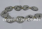 CNG2891 15.5 inches 25*30mm - 30*35mm freeform plated druzy agate beads