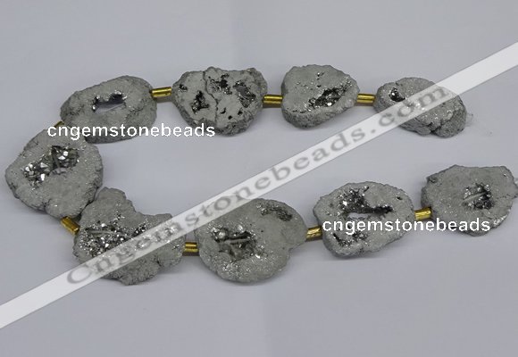 CNG2891 15.5 inches 25*30mm - 30*35mm freeform plated druzy agate beads