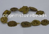 CNG2893 15.5 inches 25*30mm - 30*35mm freeform plated druzy agate beads