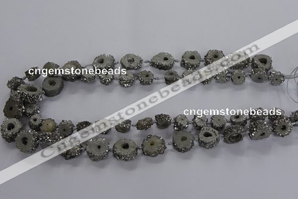 CNG2935 15.5 inches 8*10mm - 15*18mm freeform plated druzy agate beads